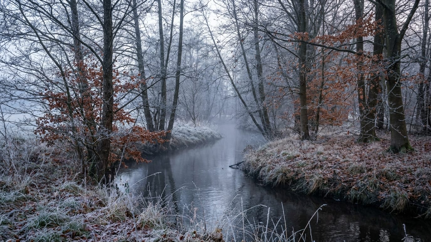 Tåget å en frostklar vintermorgen